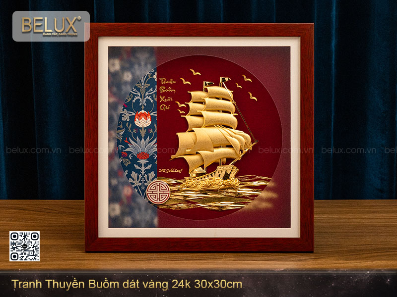 Tranh Thuyền Buồm Mạ Vàng Khổ Vuông 30×30